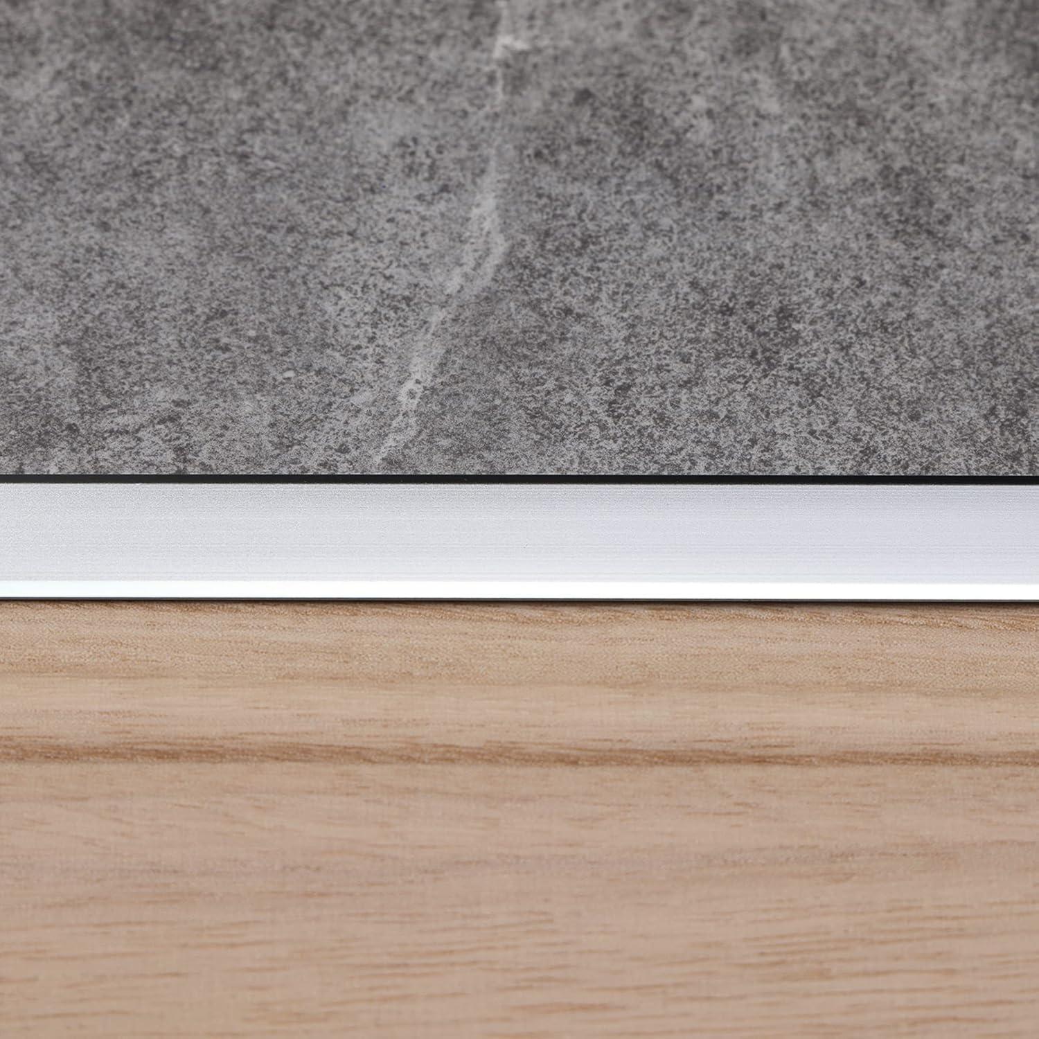 3 Piezas Moldura en T de Aluminio Trimold 0.9m Plata Mate