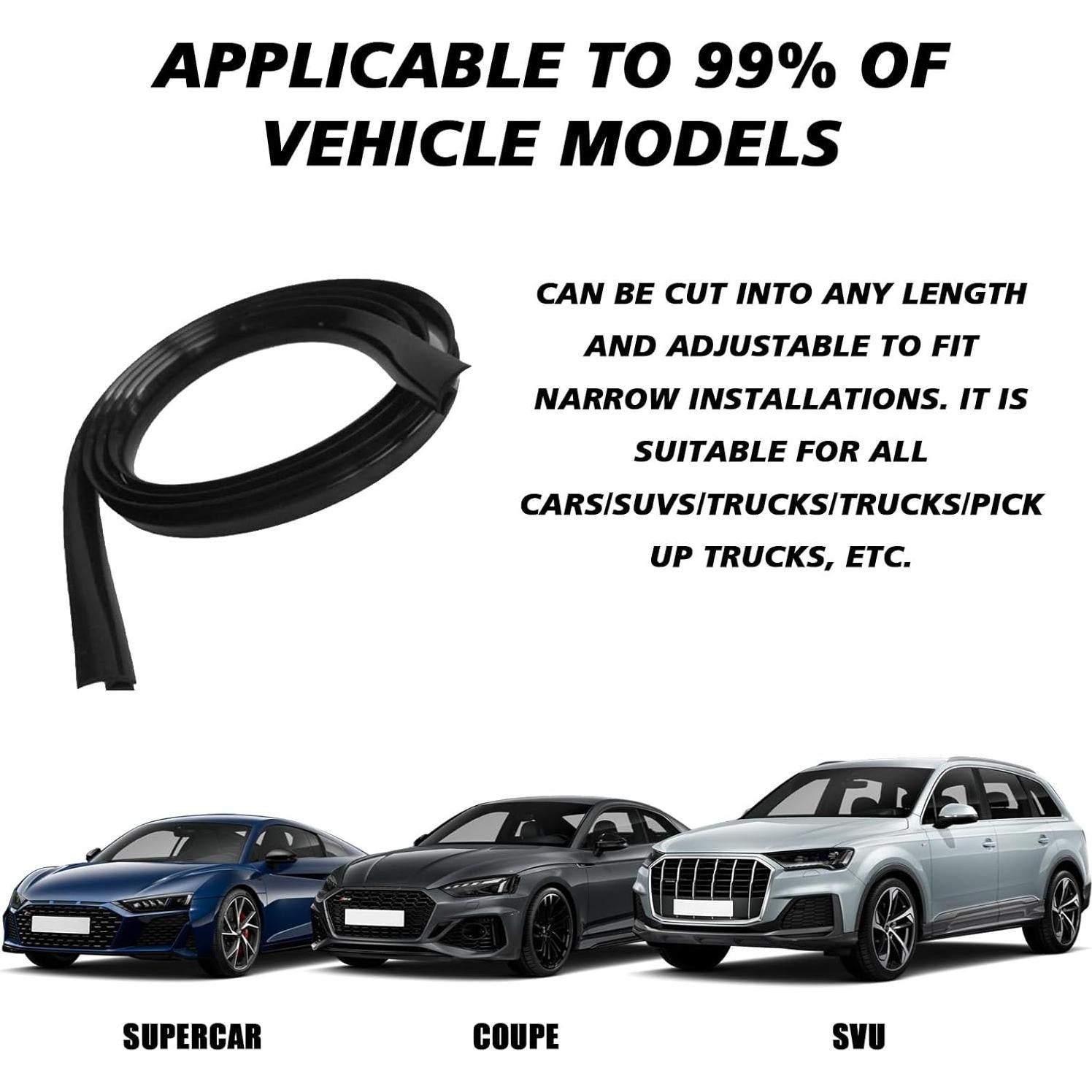 Tira de Sello de Goma PVOTAWP 1.7m Negra para Parabrisas