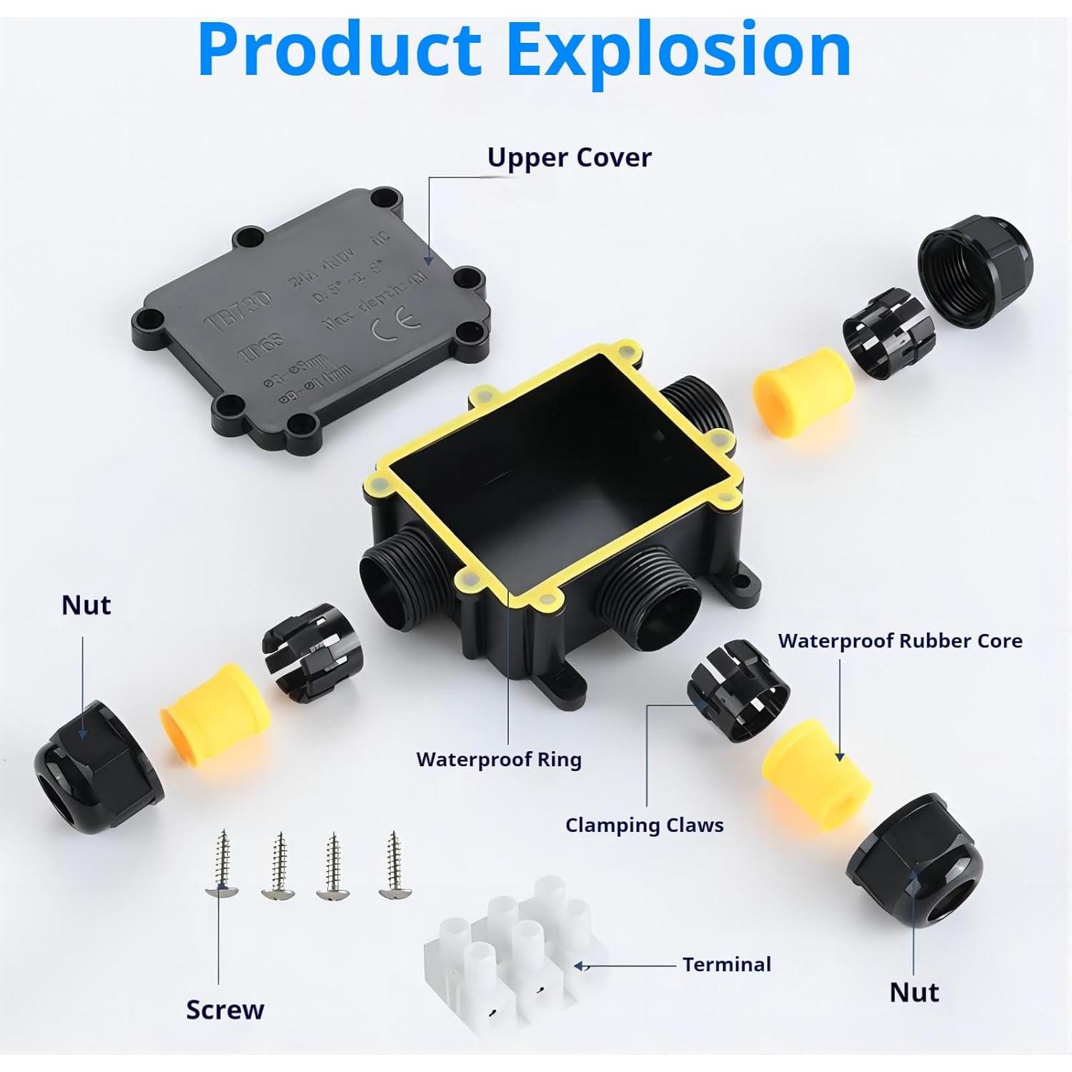Caja de Conexiones Impermeable SZFUDIGO T de 3 Vías IP68