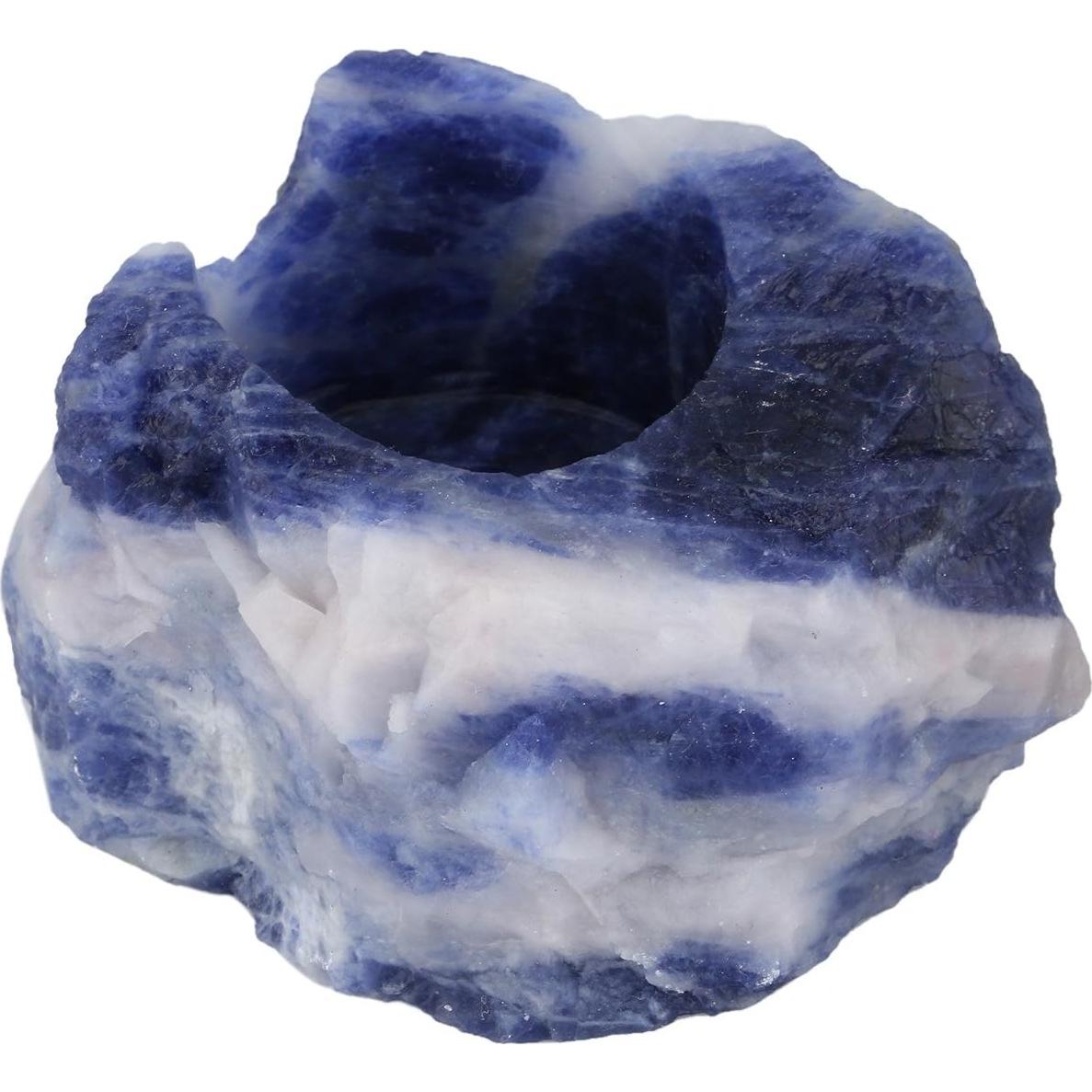 Soporte para Vela de Té Rockcloud de Sodalita Azul Natural