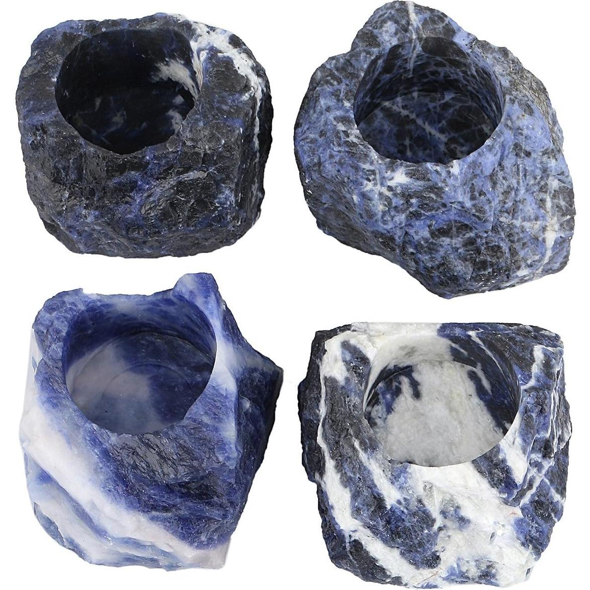 Soporte para Vela de Té Rockcloud de Sodalita Azul Natural