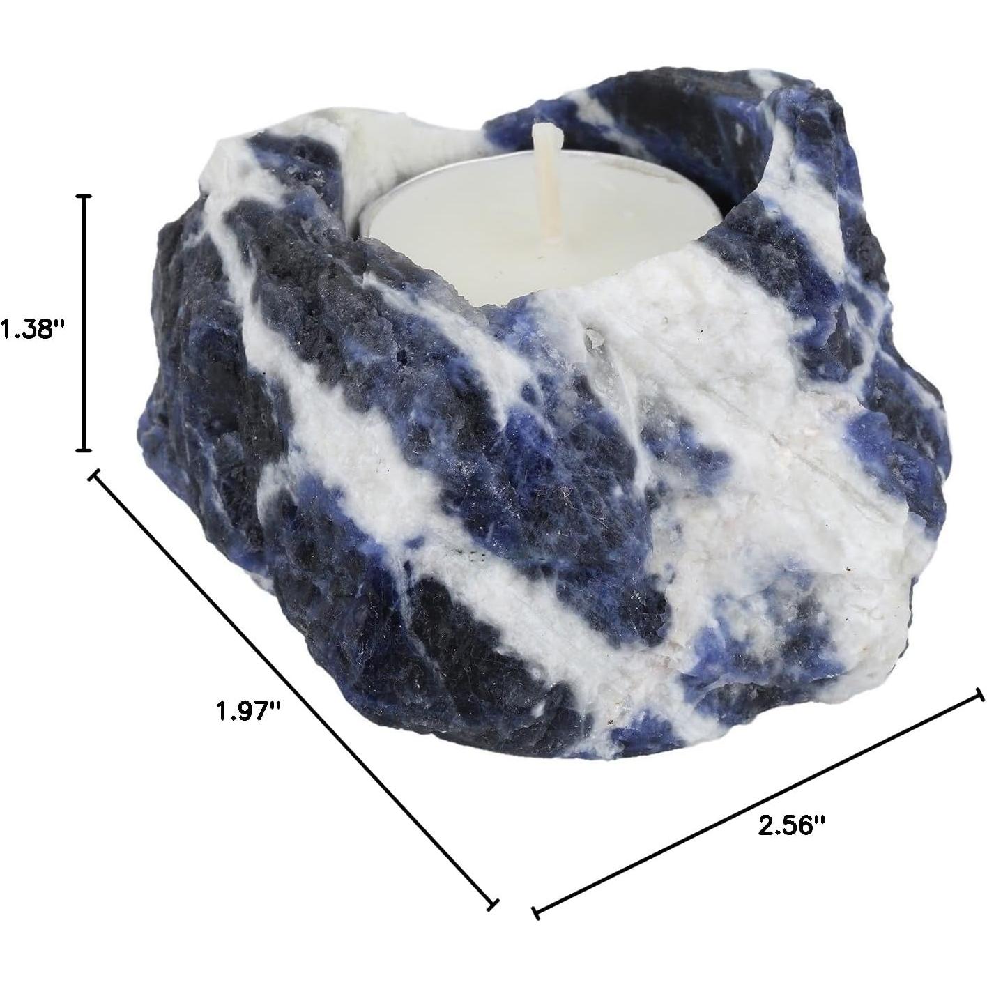 Soporte para Vela de Té Rockcloud de Sodalita Azul Natural