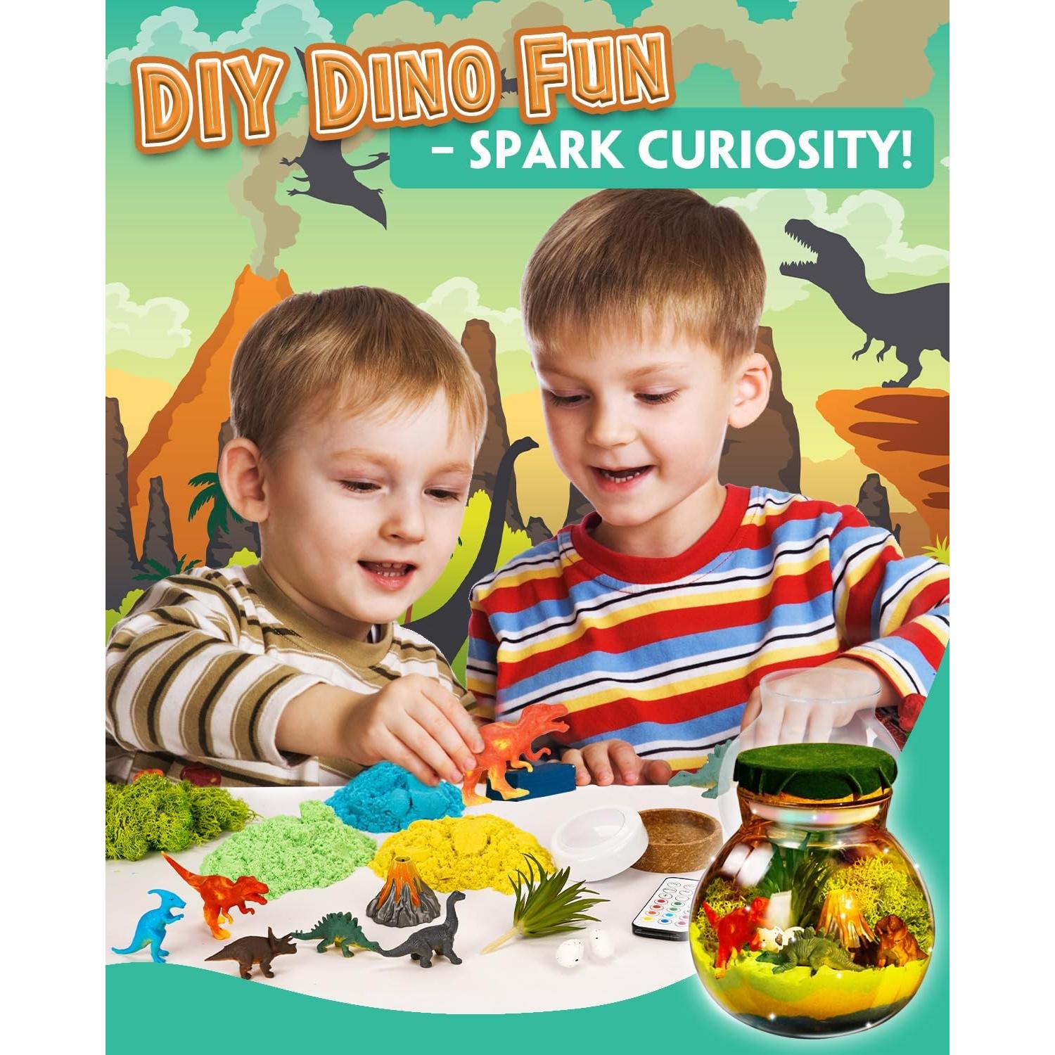 Kit Terrario Dinosaurio Iluminado Winnrok 5 Figuras LED