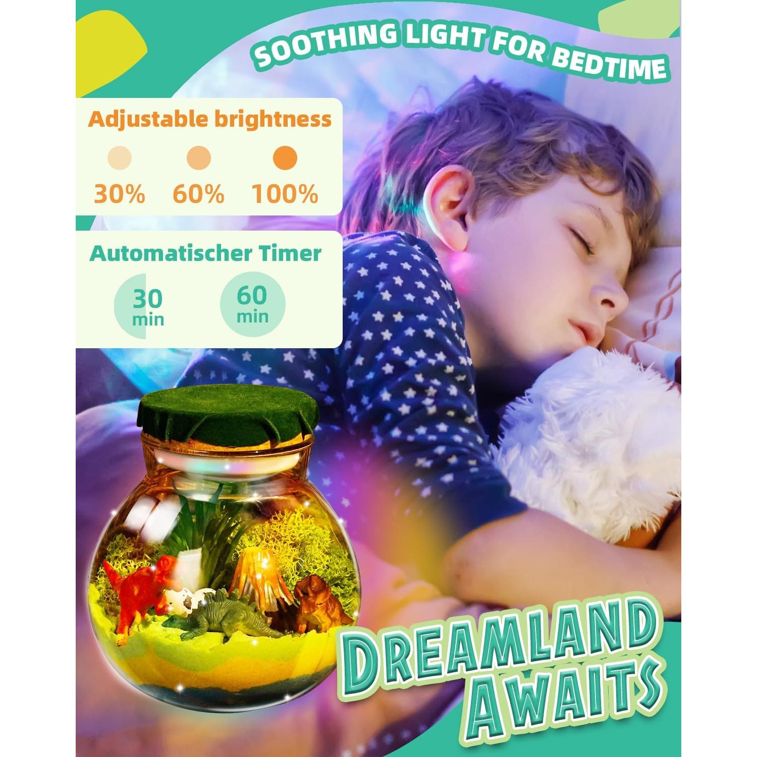 Kit Terrario Dinosaurio Iluminado Winnrok 5 Figuras LED