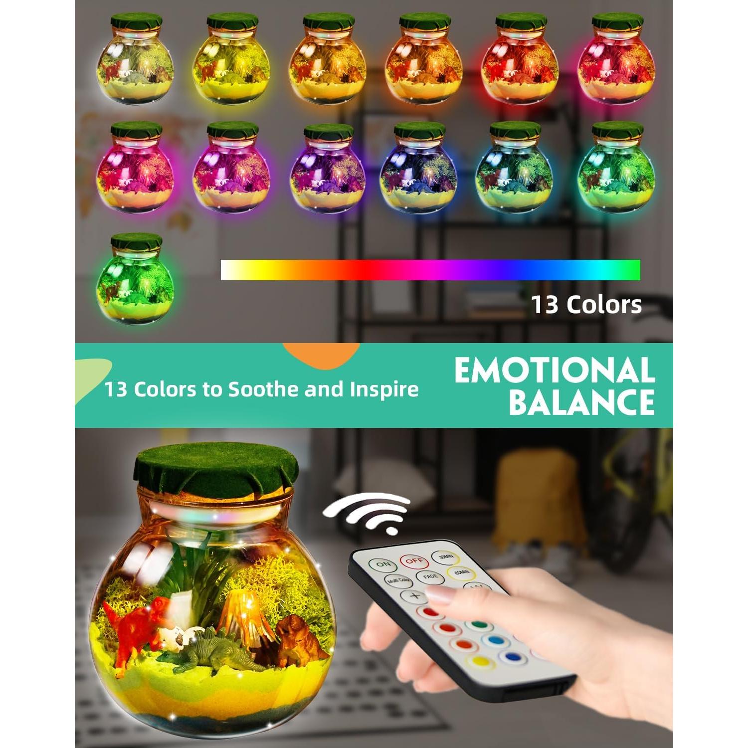 Kit Terrario Dinosaurio Iluminado Winnrok 5 Figuras LED