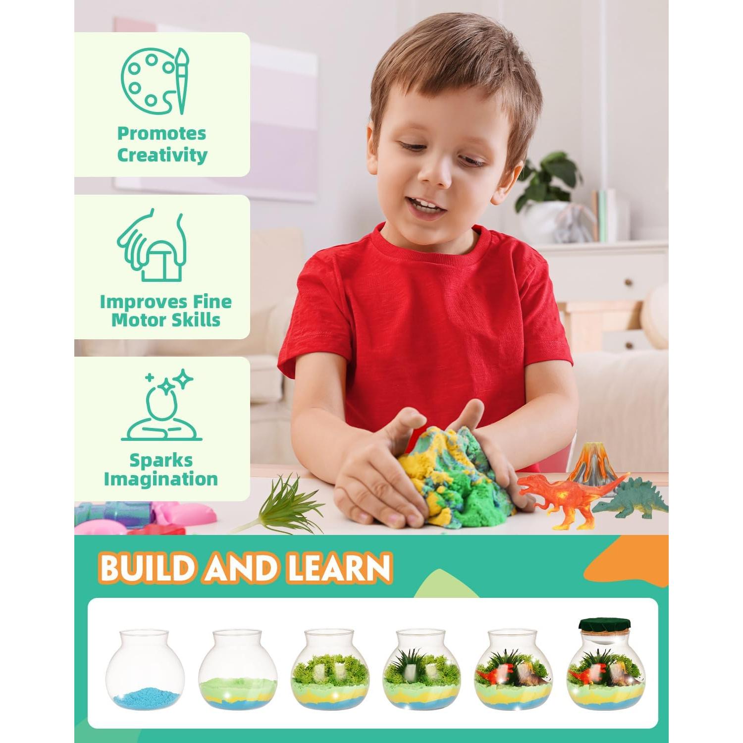 Kit Terrario Dinosaurio Iluminado Winnrok 5 Figuras LED