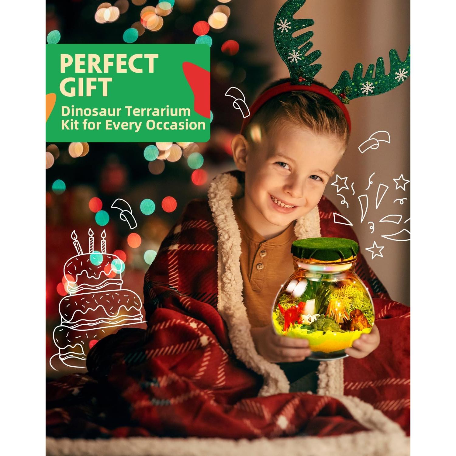 Kit Terrario Dinosaurio Iluminado Winnrok 5 Figuras LED