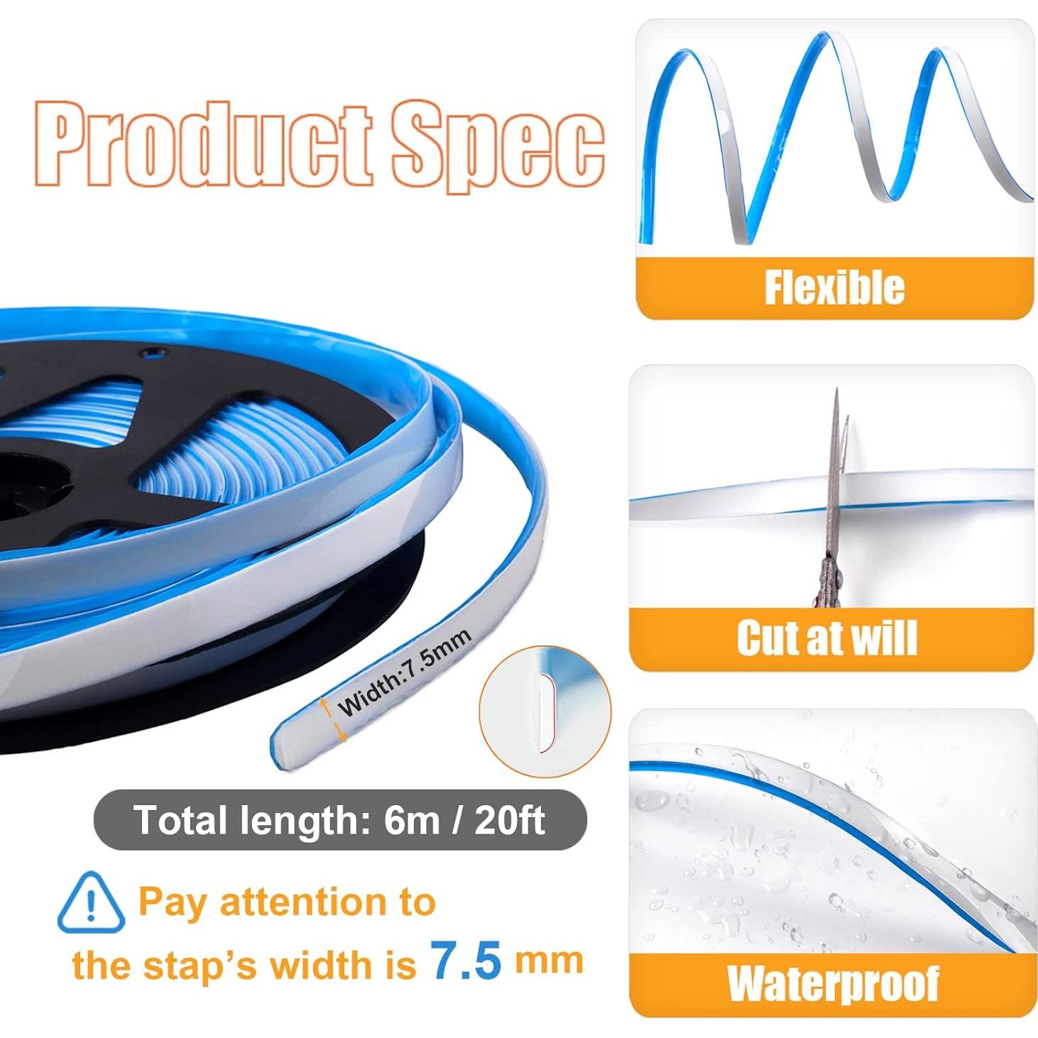 Cinta de Sellado Autoadhesiva WOLAIYE 7.5mm Blanca para Baño