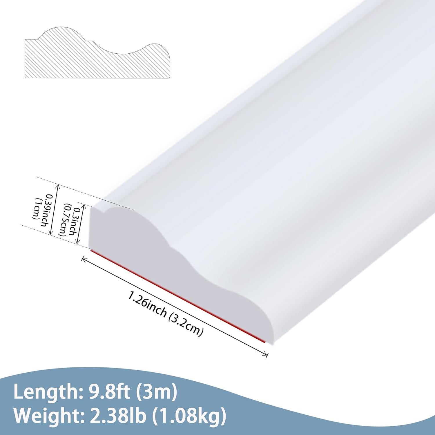 Moldura de Riel de Silla Autoadhesiva TPE Blanca 2.99m