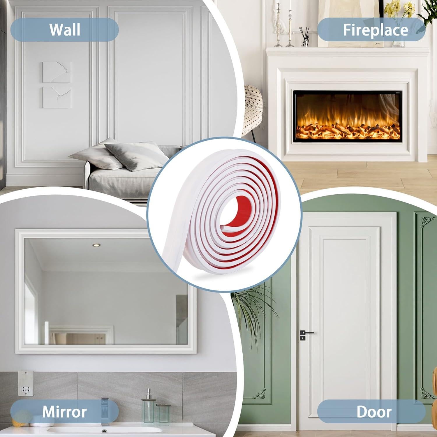 Moldura de Riel de Silla Autoadhesiva TPE Blanca 2.99m