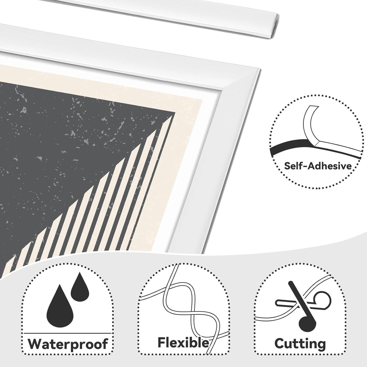 Moldura Autoadhesiva JSIWOTH 2.99 m Blanca Pintable Flexible