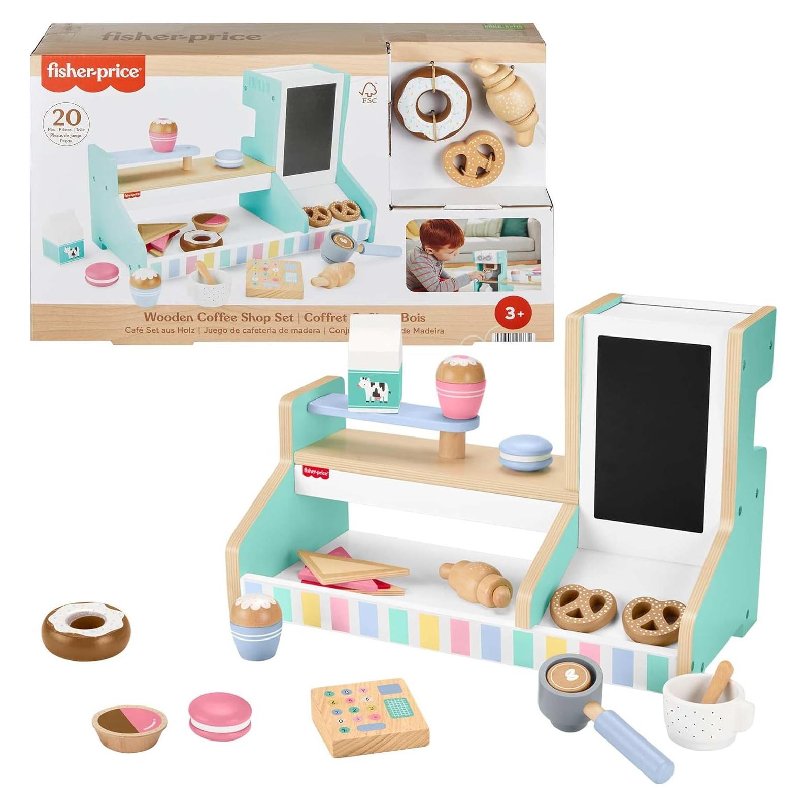 Juego de Tienda de Café de Madera Fisher-Price 20 Piezas