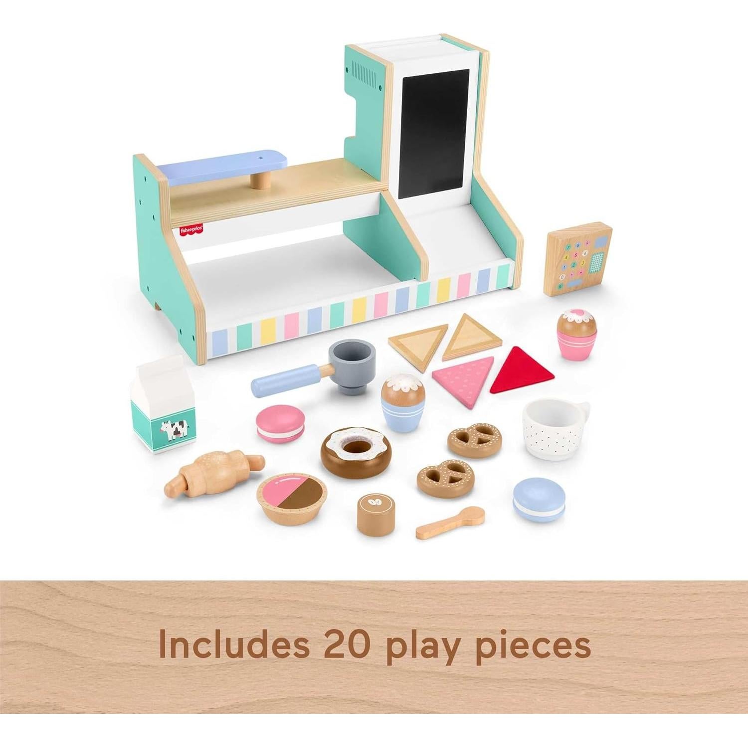 Juego de Tienda de Café de Madera Fisher-Price 20 Piezas