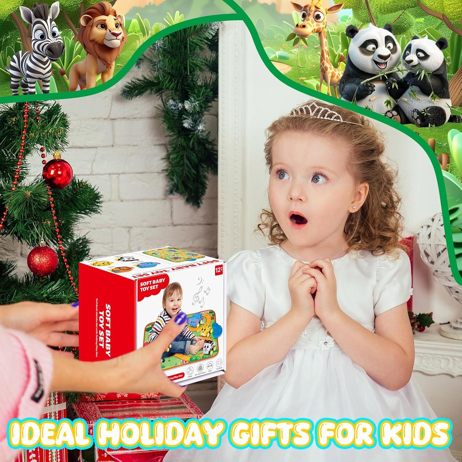 Conjunto Juguete Vehículo Retroceso y Alfombra Musical