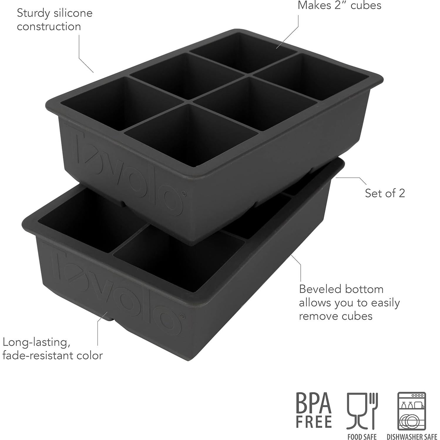 Bandeja de Hielo Tovolo King Cube Silicona 2 Piezas Carbón