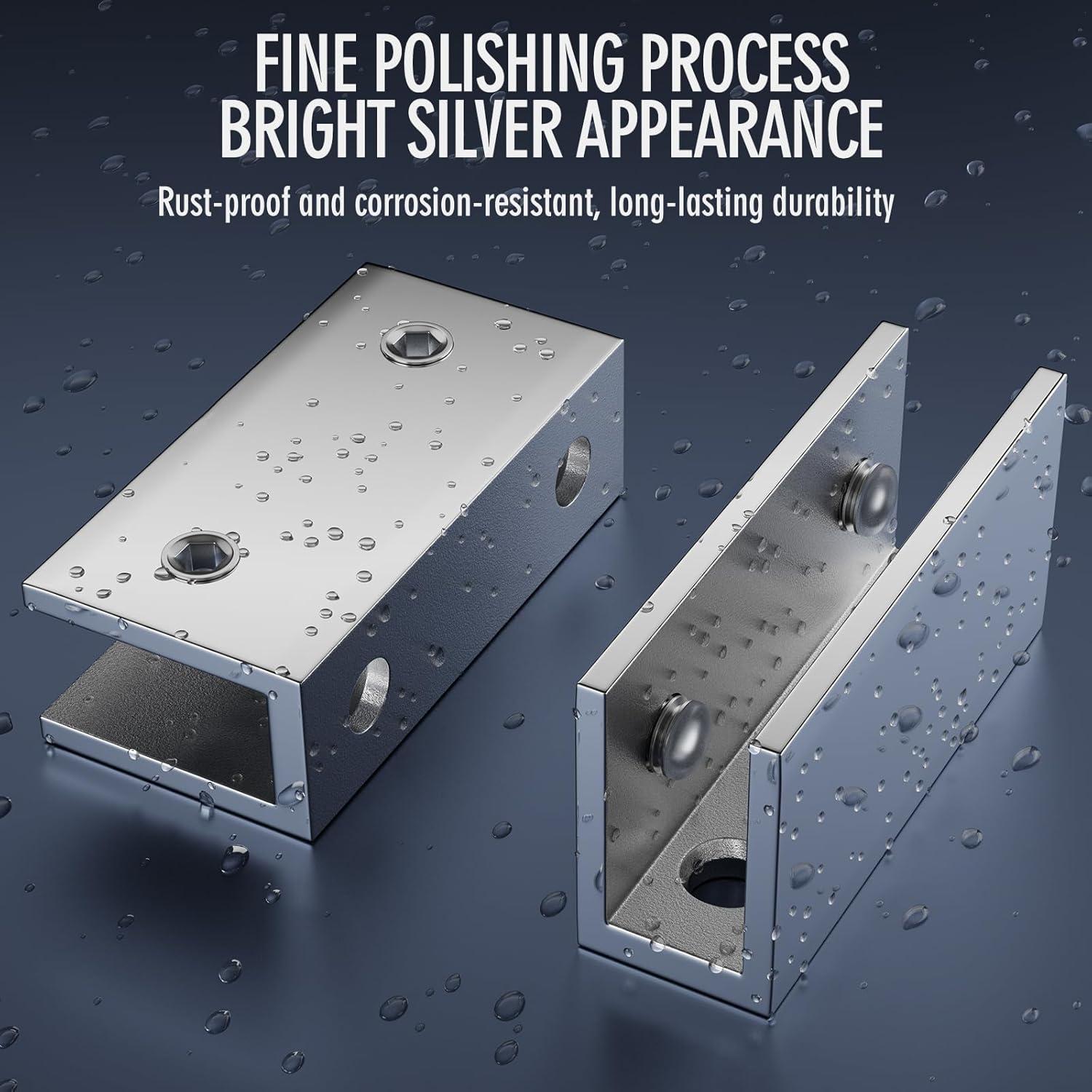 Soportes de Cristal Sin Marco Ranbo 2 Pcs Acero Inoxidable 3mm