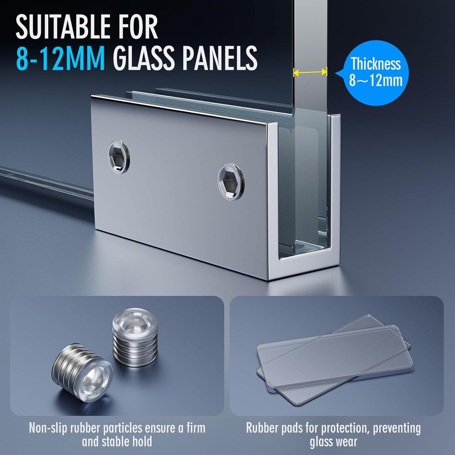 Soportes de Cristal Sin Marco Ranbo 2 Pcs Acero Inoxidable 3mm