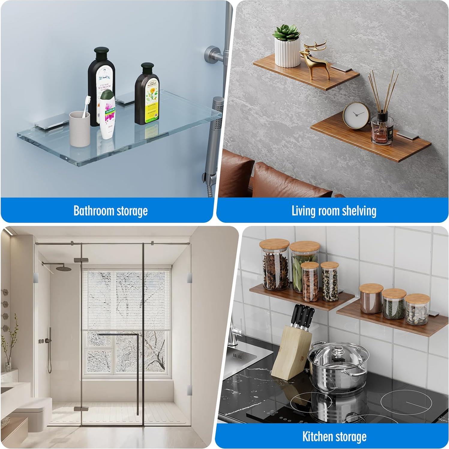 Soportes de Cristal Sin Marco Ranbo 2 Pcs Acero Inoxidable 3mm