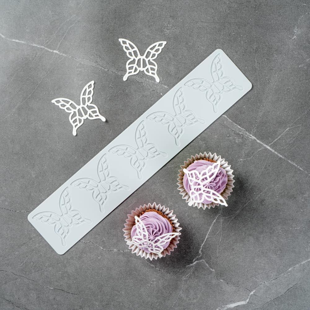 Mat de Impresión de Fondant Silicona Gris Mariposa Restaurantware 38.6x7.6cm