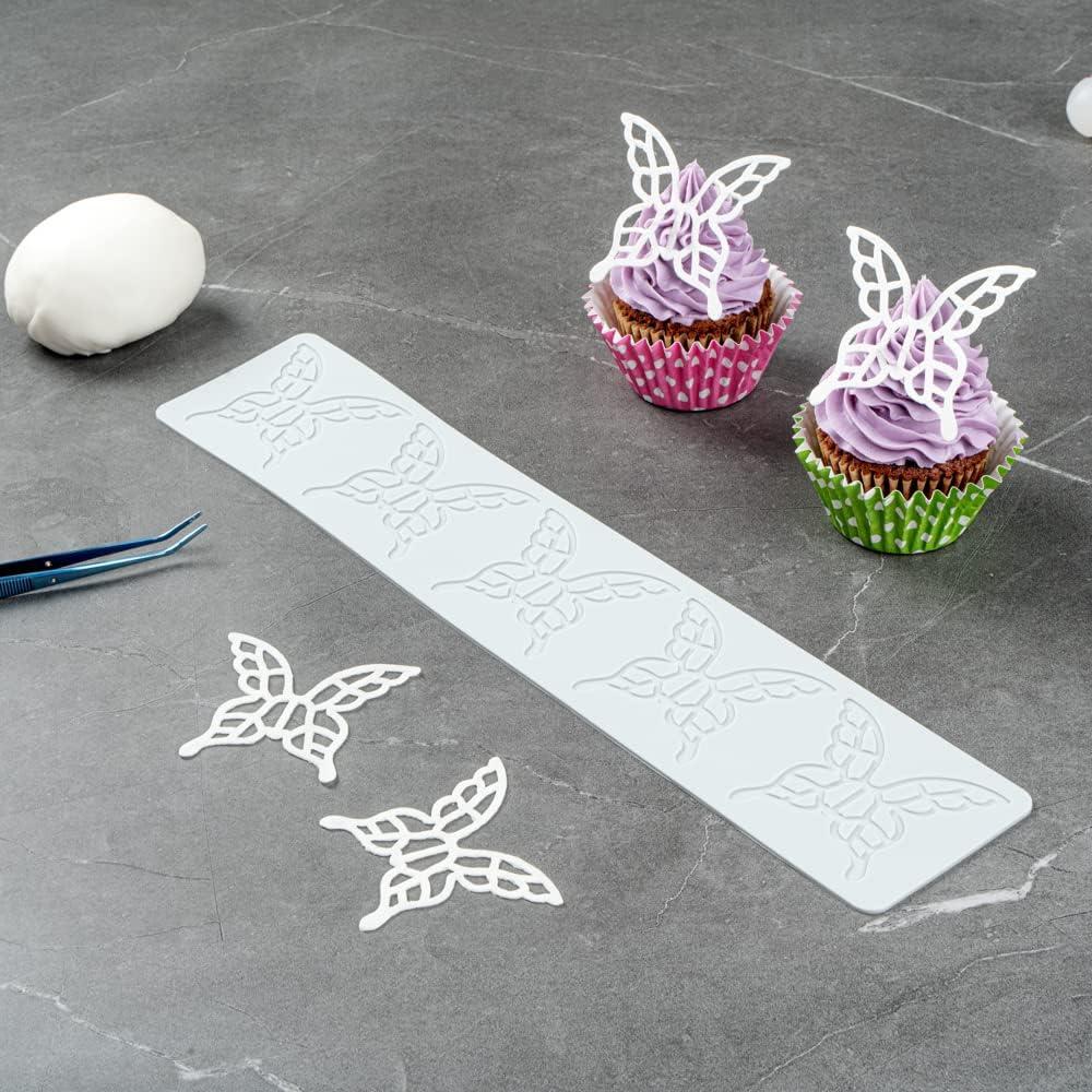 Mat de Impresión de Fondant Silicona Gris Mariposa Restaurantware 38.6x7.6cm