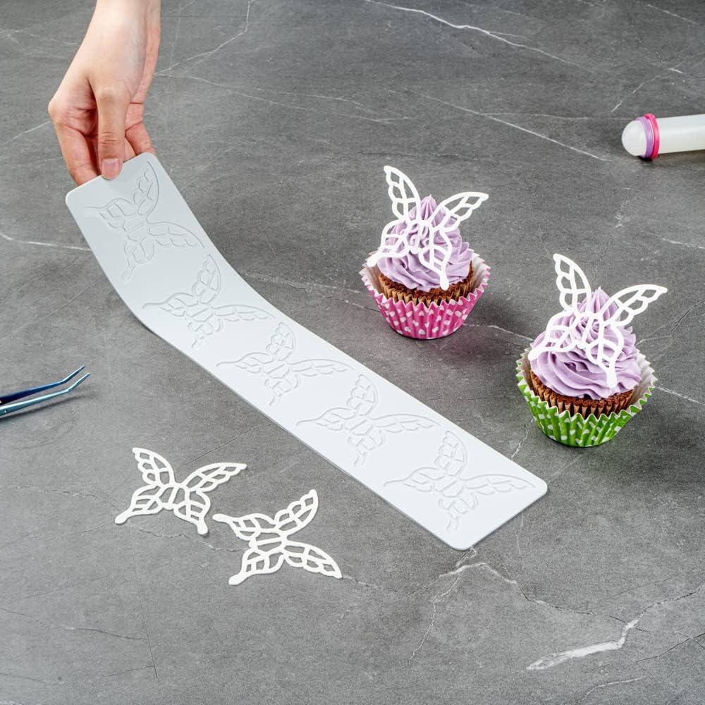 Mat de Impresión de Fondant Silicona Gris Mariposa Restaurantware 38.6x7.6cm