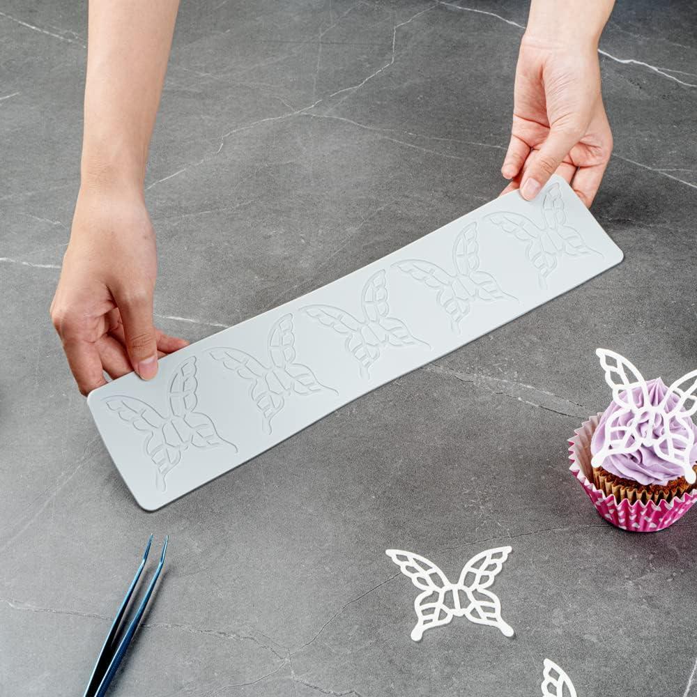 Mat de Impresión de Fondant Silicona Gris Mariposa Restaurantware 38.6x7.6cm