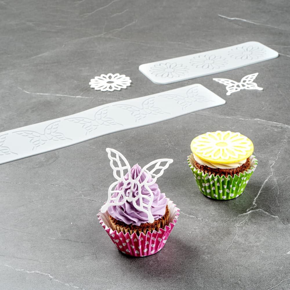 Mat de Impresión de Fondant Silicona Gris Mariposa Restaurantware 38.6x7.6cm