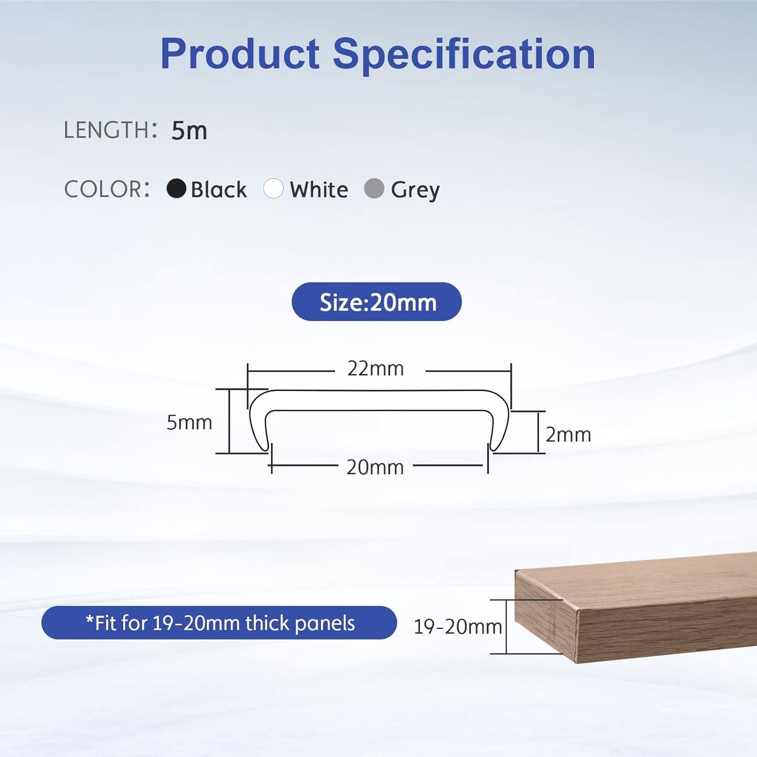 Banda de Bisel Autoadhesiva FAKILO 5m x 20mm Negro TPE