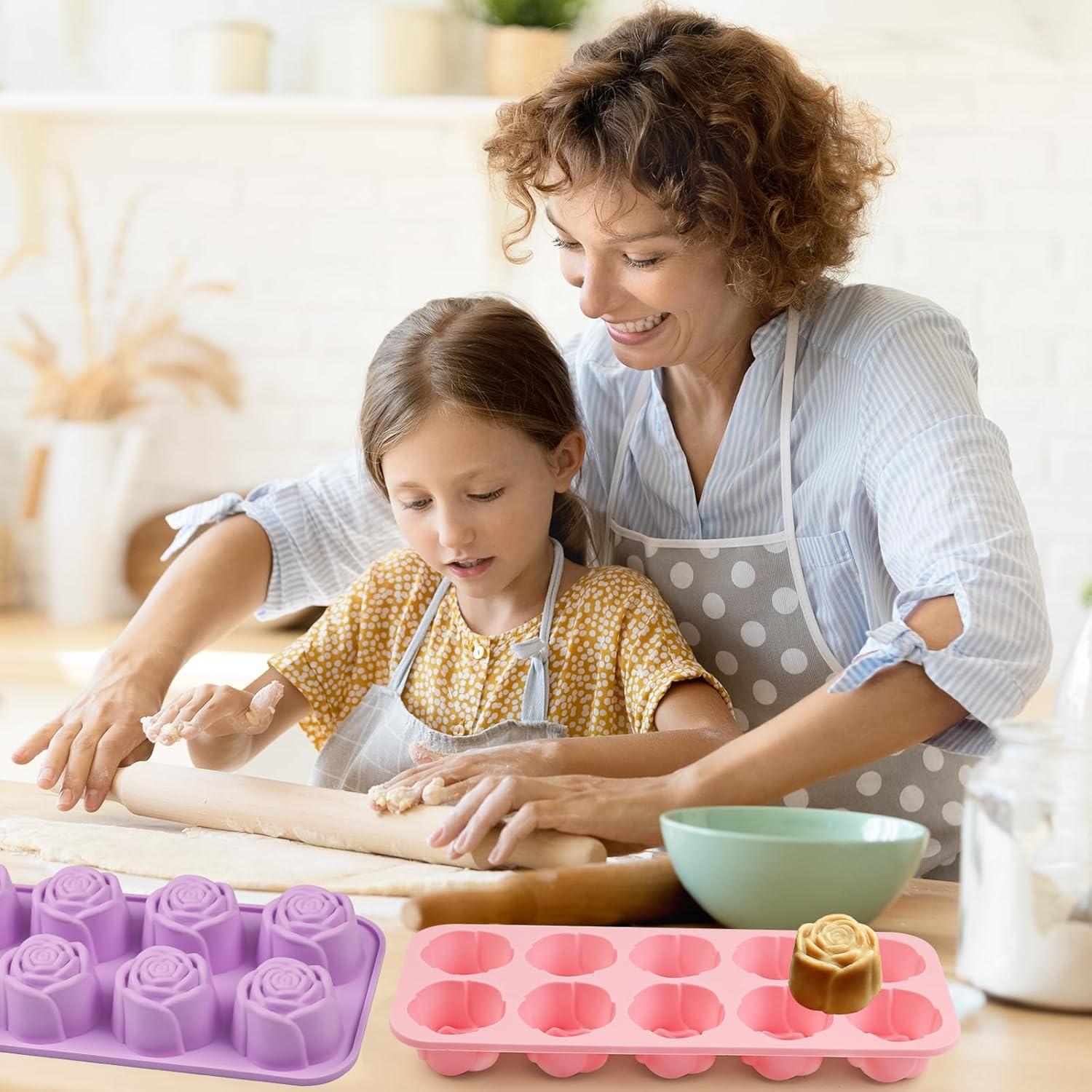Molde de Silicona Rosa 10 Cavidades SIQINZONGWA - Resistente al Calor