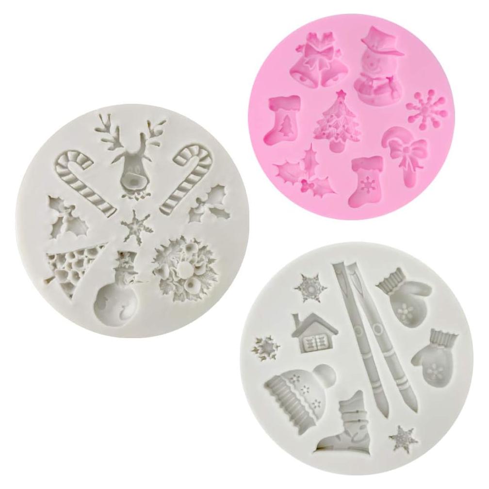 Moldes de Silicona para Fondant CNYMANY 3 Piezas Navidad