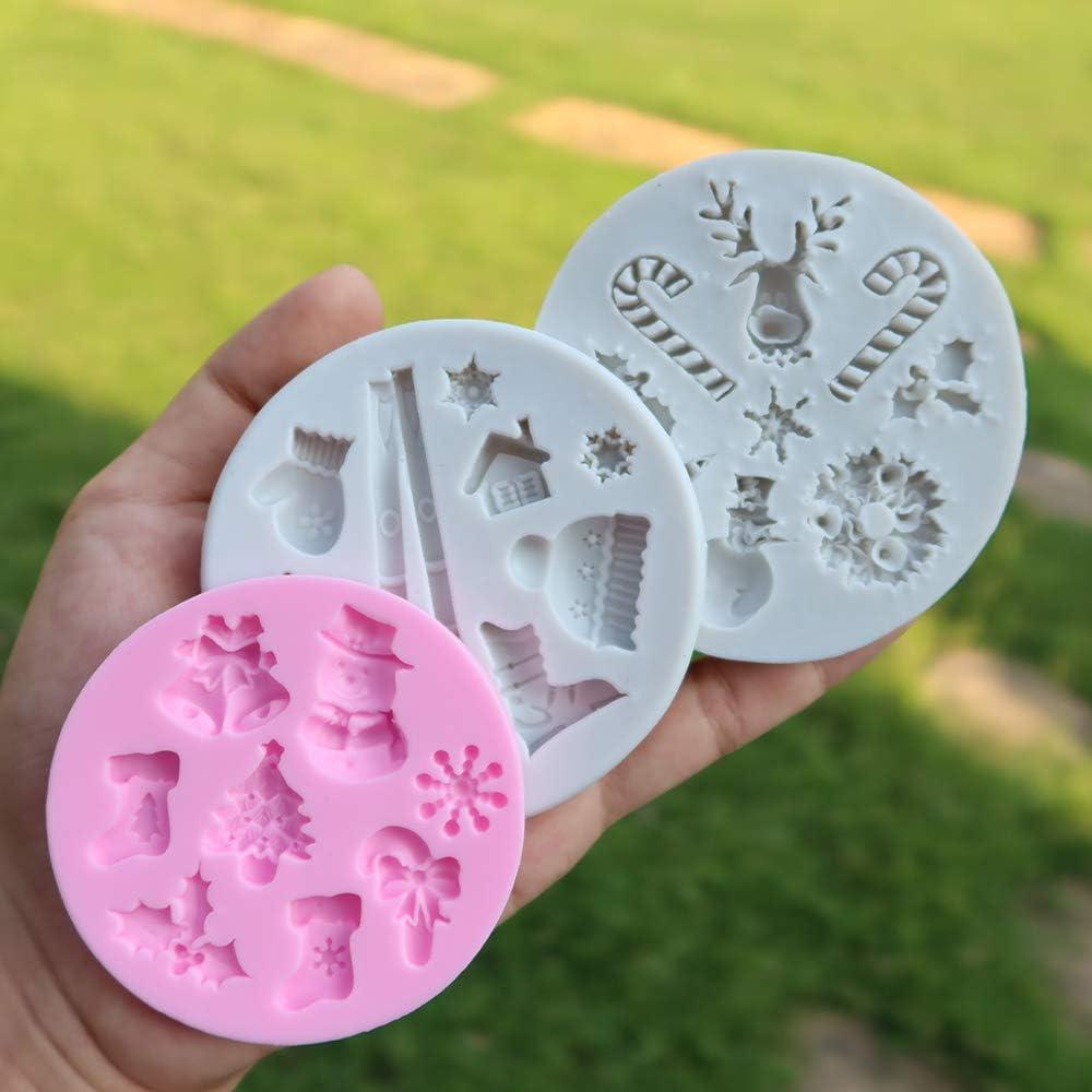 Moldes de Silicona para Fondant CNYMANY 3 Piezas Navidad