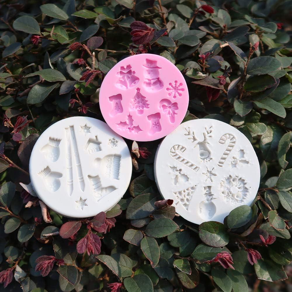 Moldes de Silicona para Fondant CNYMANY 3 Piezas Navidad