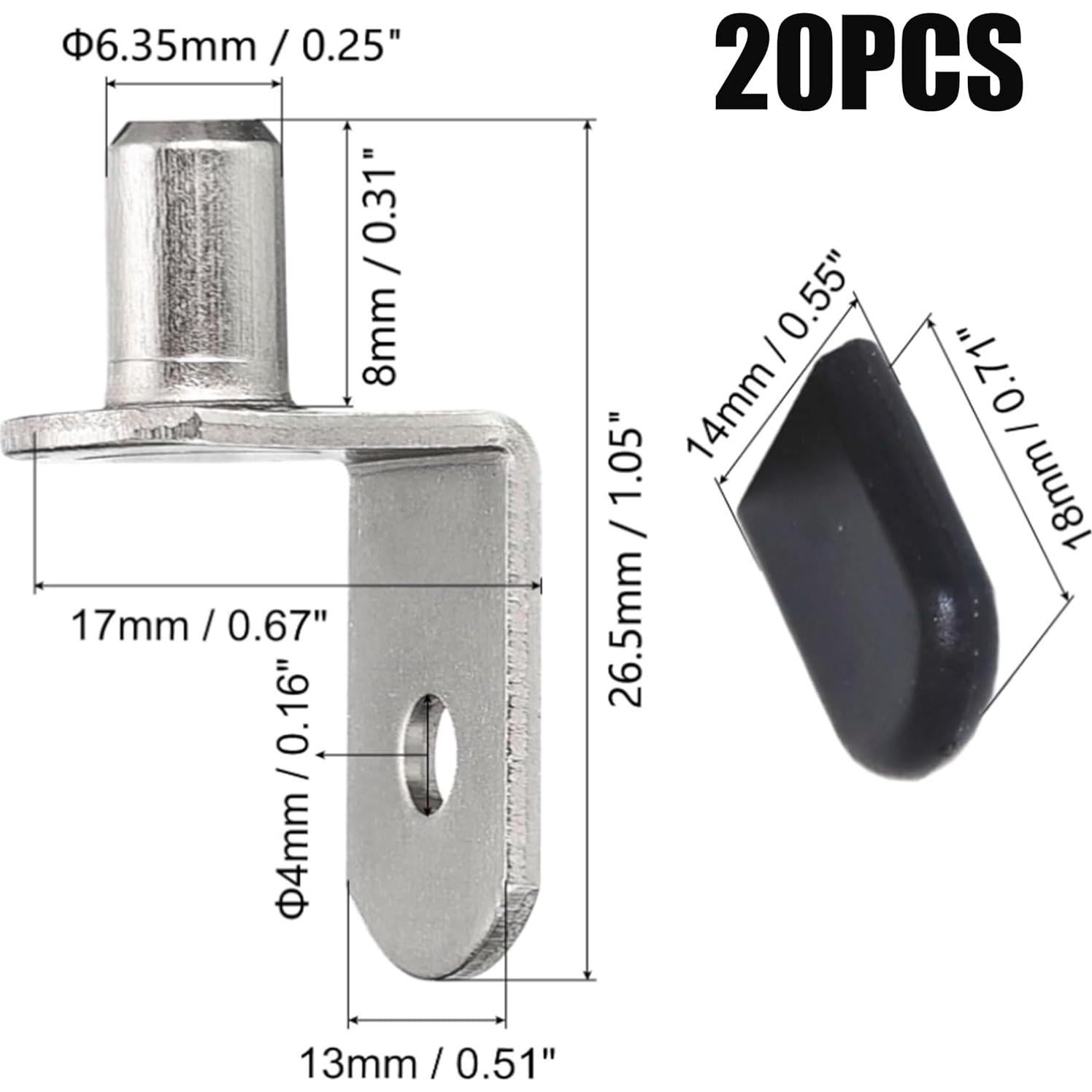 50 Soportes de Estante Ajustables GISUREM 6.35mm Metal Negro