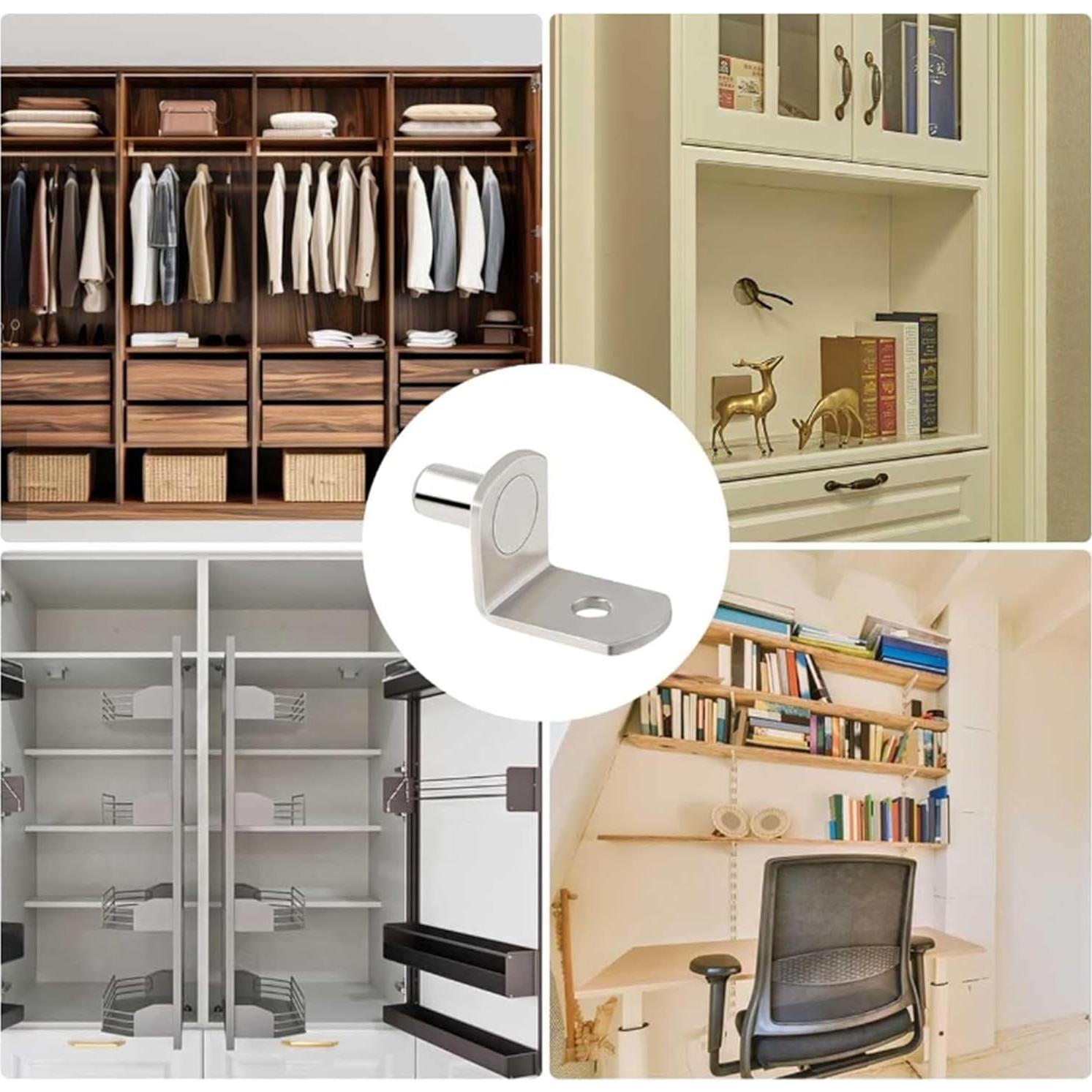 50 Soportes de Estante Ajustables GISUREM 6.35mm Metal Negro