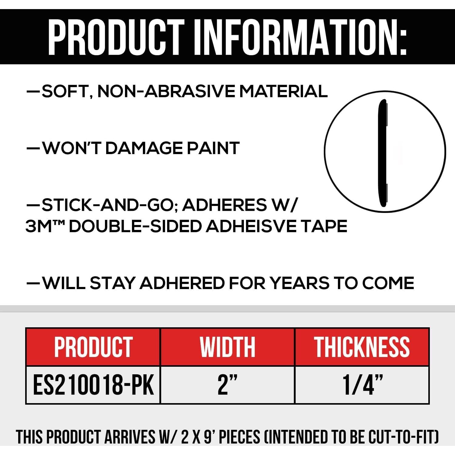 Moldura Lateral de Cuerpo Universal Dawn Enterprises 5.49m Negro Mate
