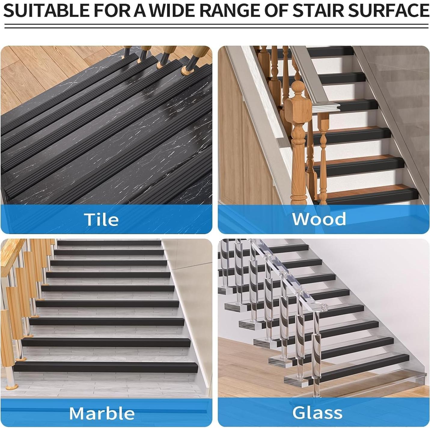 Protector de Borde de Escalera Elvone 3.05m Negro Antideslizante