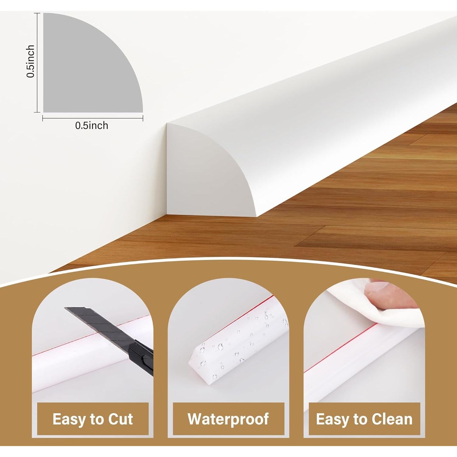 Moldura Flexible de Cuarto Redondo GCJUYA 600 cm Blanco