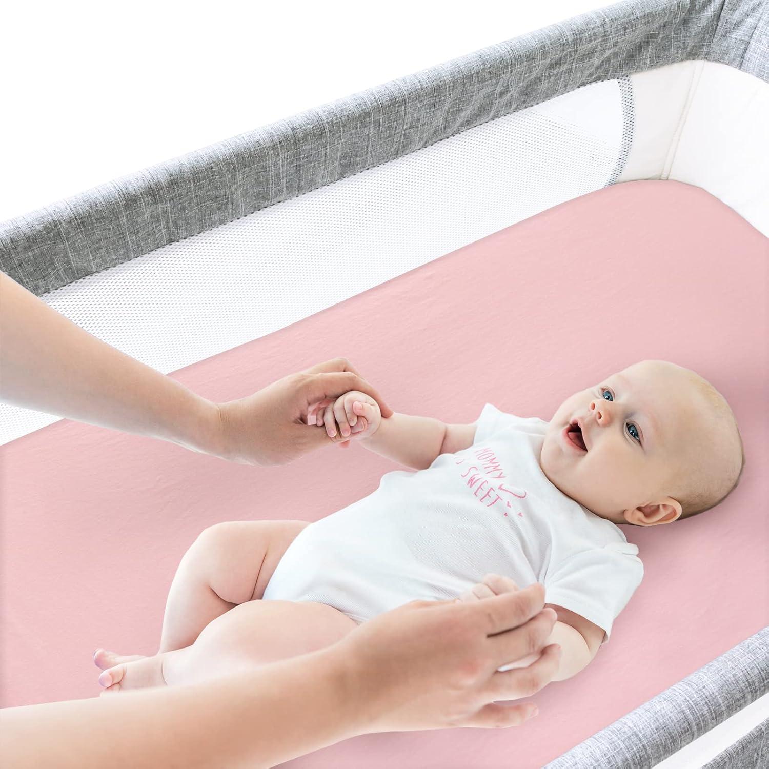 Sábanas para Cuna Biloban 100% Algodón 2 Piezas Blanca/Rosa