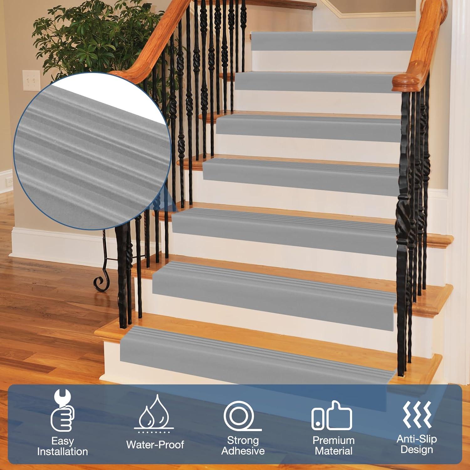 Borde de Escalera Antideslizante Hamminy 10.16 cm x 1.01 m Gris