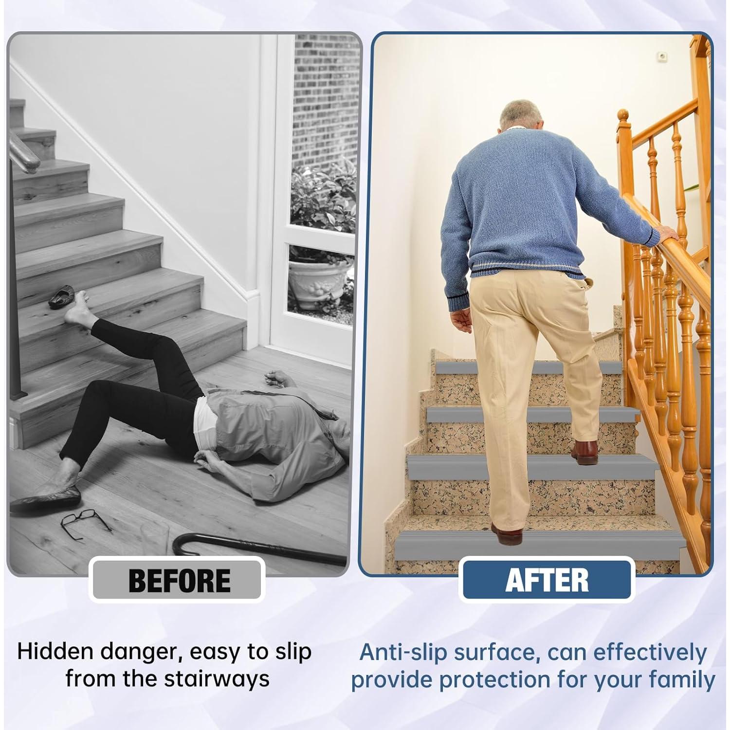 Borde de Escalera Antideslizante Hamminy 10.16 cm x 1.01 m Gris