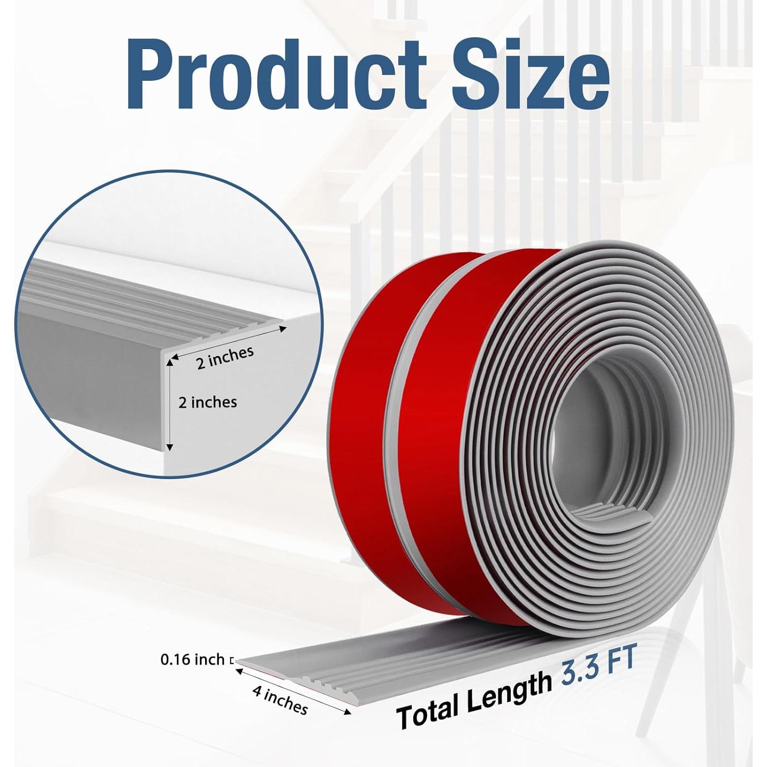 Borde de Escalera Antideslizante Hamminy 10.16 cm x 1.01 m Gris