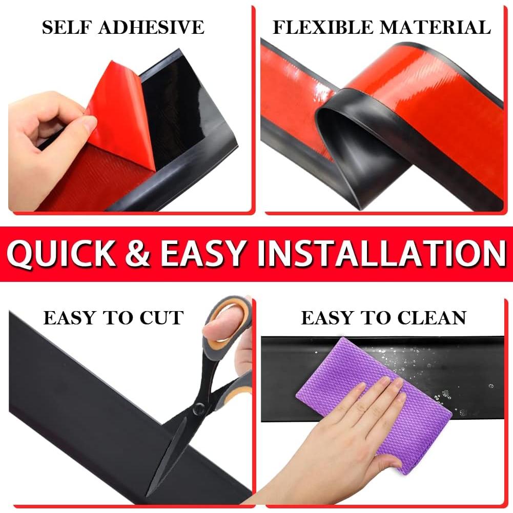 Base de Pared Autoadhesiva FONUNO 4" x 609.6 cm PVC Negro