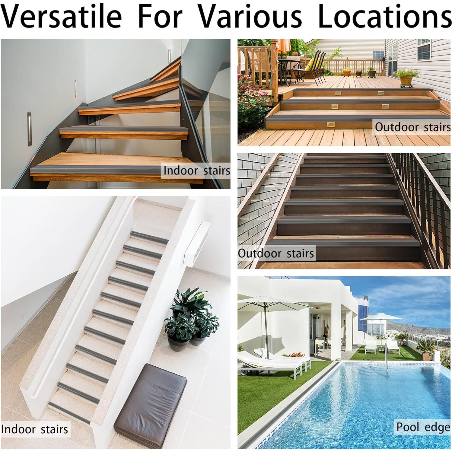 Bisel de Escalera Antideslizante ZMEN 2.13m Goma Marrón Claro