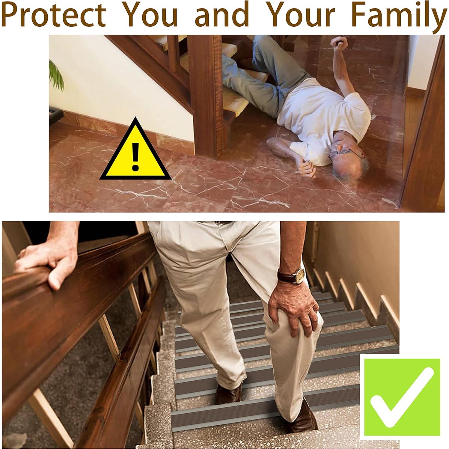 Bisel de Escalera Antideslizante ZMEN 2.13m Goma Marrón Claro