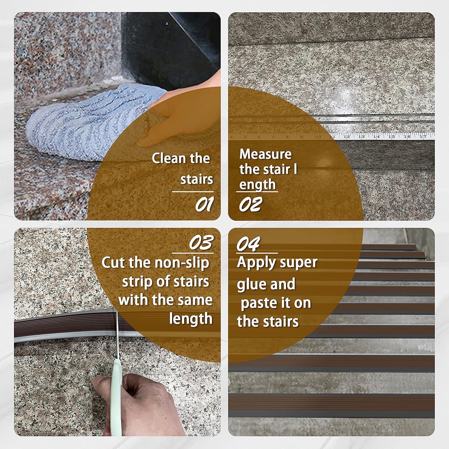 Bisel de Escalera Antideslizante ZMEN 2.13m Goma Marrón Claro