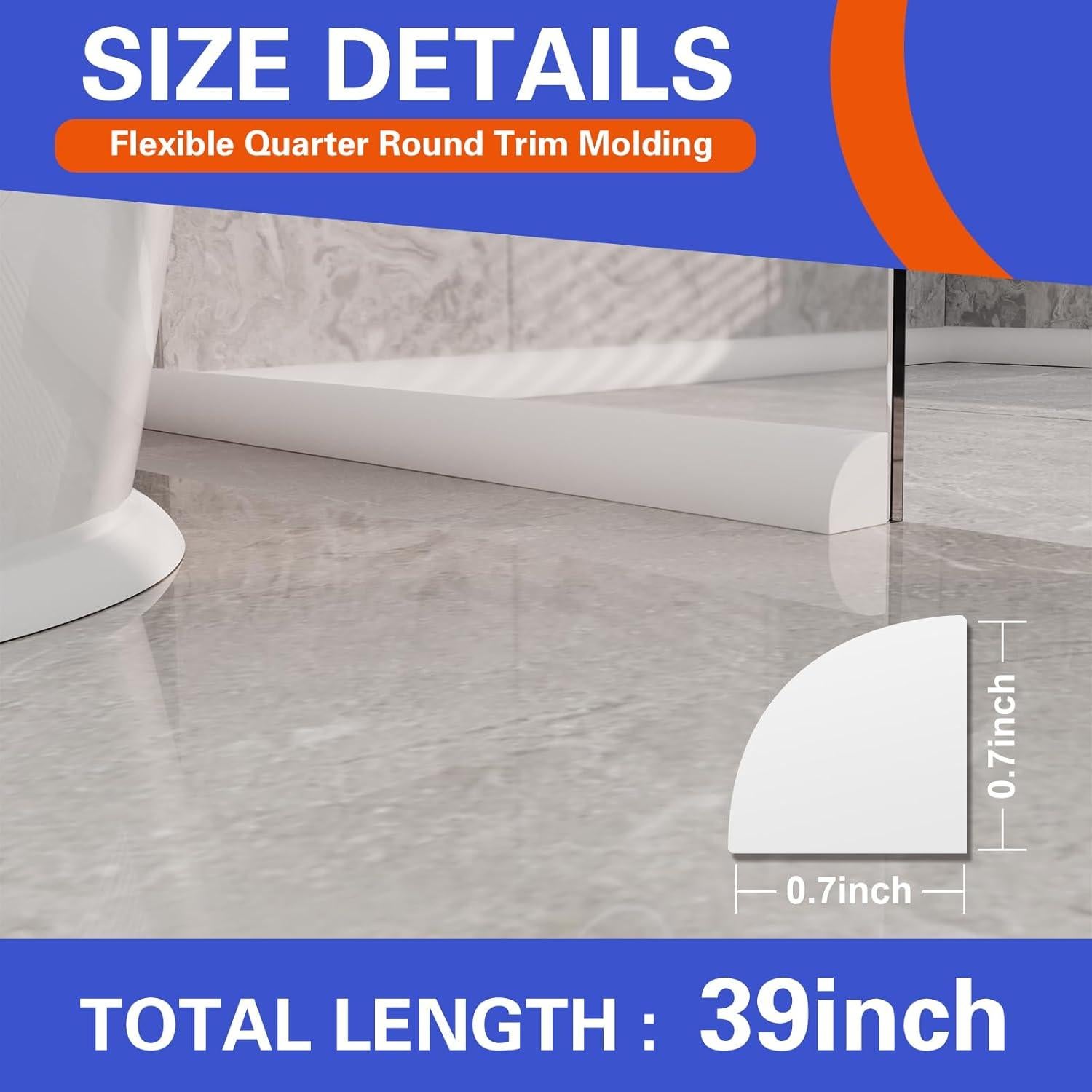 Moldura Cuarterona Flexible Autoadhesiva WURJHSONG 99.06cm Blanco