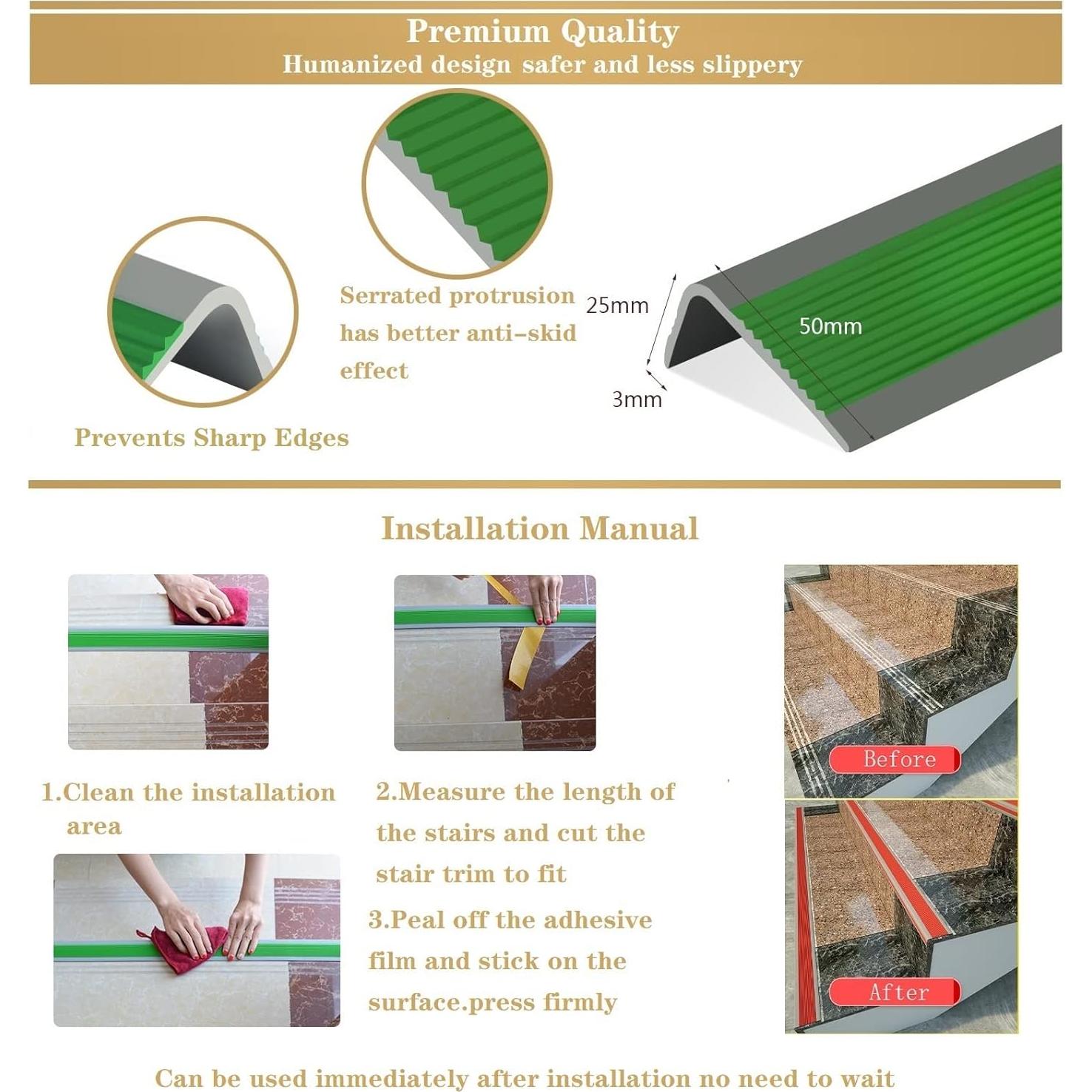 Protector de Bordes de Escalera LeongLzt 1.83m Antideslizante