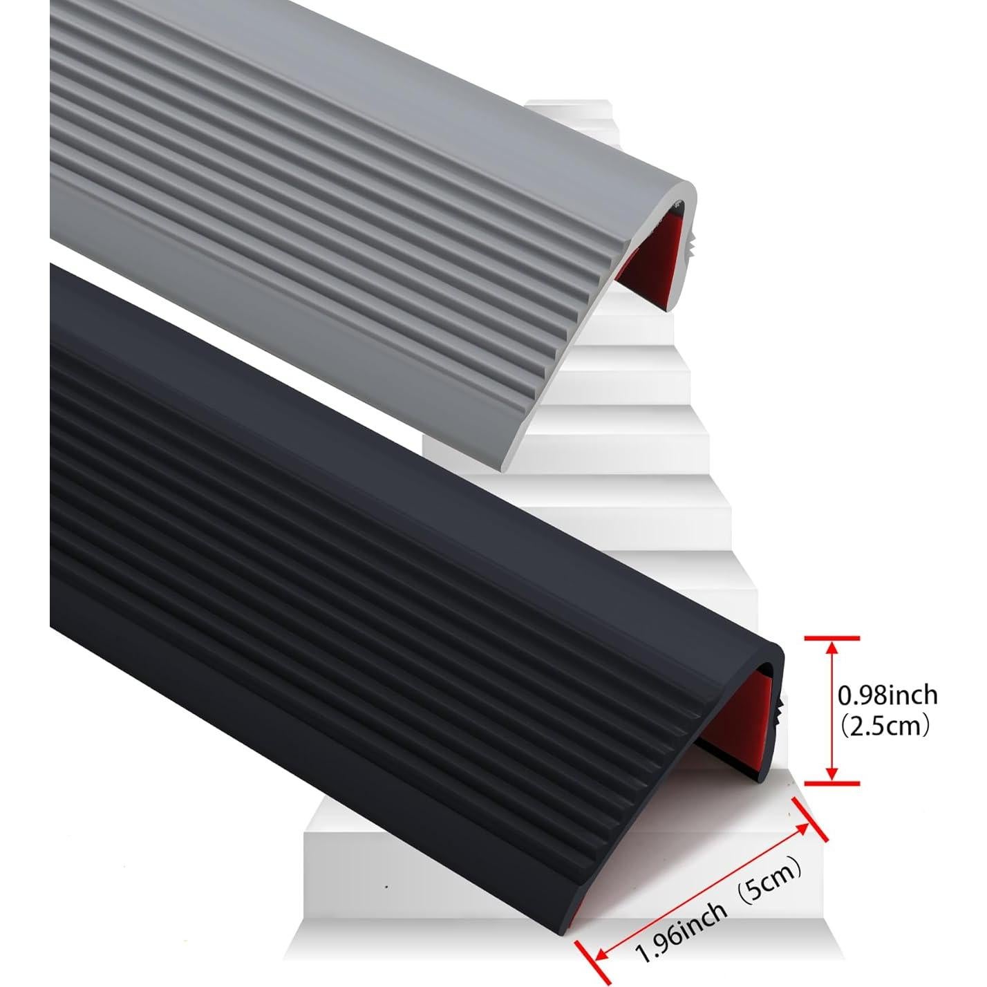 Nosing Antideslizante de Vinilo Trimold 5m Negro para Escaleras