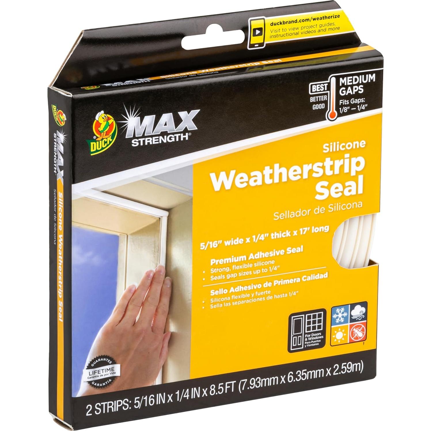 Sello de burlete de silicona Duck Brand 17 ft autoadhesivo blanco