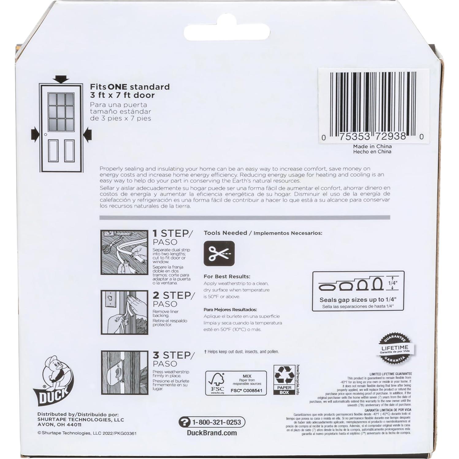 Sello de burlete de silicona Duck Brand 17 ft autoadhesivo blanco